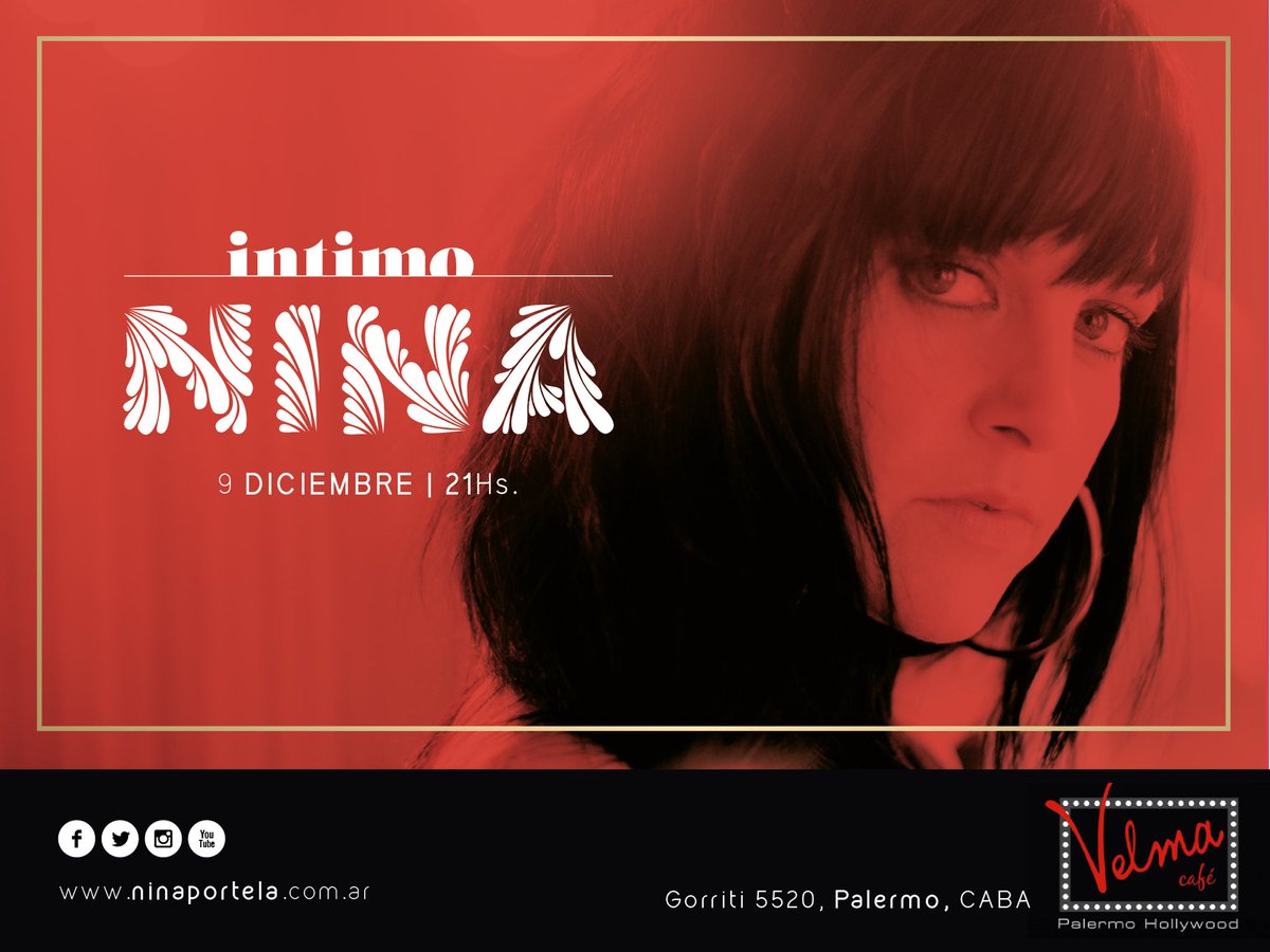#HoyViernesYovoyA ver el #Show de #NinaPortela 21Hs, en el #VelmaCafé
 #diciembre #music #Soul #intimo #Imperdible