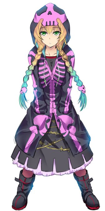 三つ編みスカルパーカーちゃん(ラフ) 