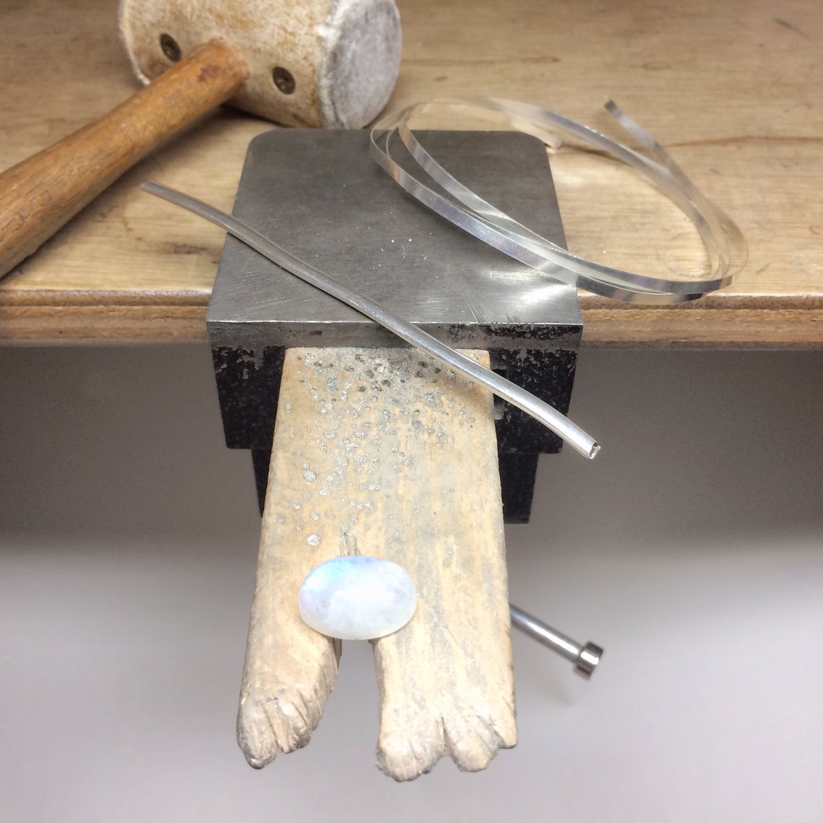 Working on a special Christmas commission today. Such a pretty moonstone!