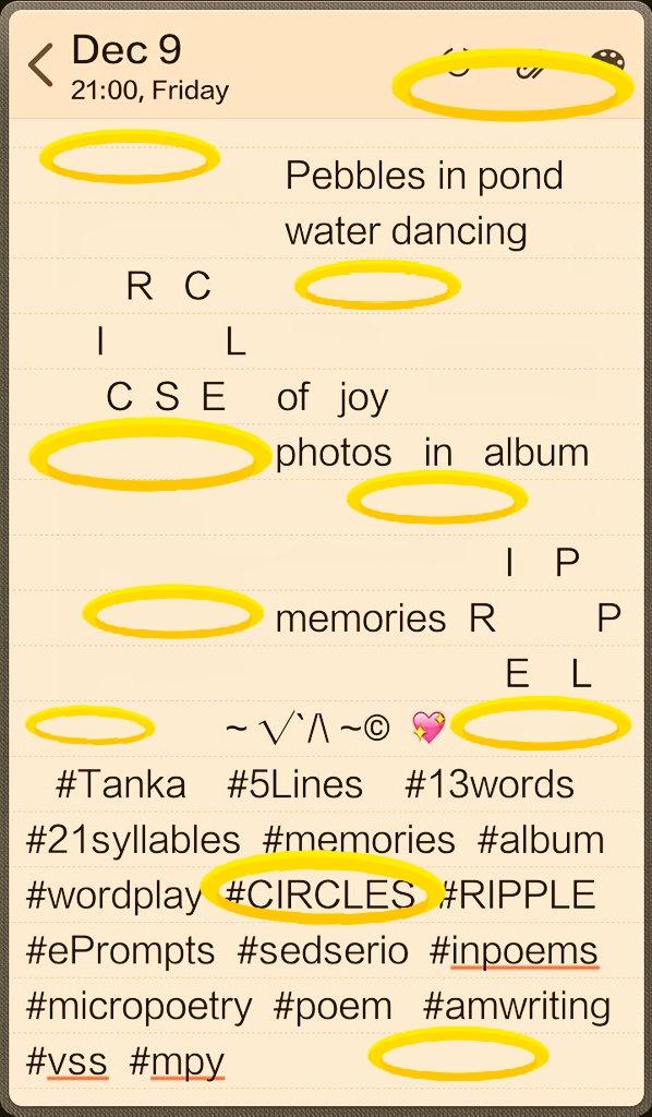 Mona_adorable's tweet photo. #Tanka #5Lines #13words #21syllables #memories #album #wordplay #CIRCLES #RIPPLE #ePrompts #sedserio #inpoems #micropoetry #amwriting #mpy https://t.co/zzxhKOzFjx