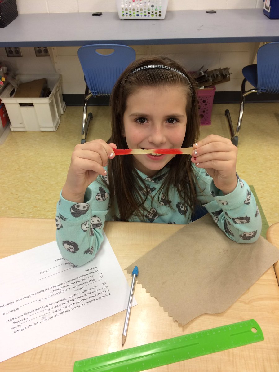 JennBottoms's tweet photo. Gummy worm stretch! Fun with measurement in inches and centimeters #changeunknown @WTBobcats https://t.co/qICecot5lB
