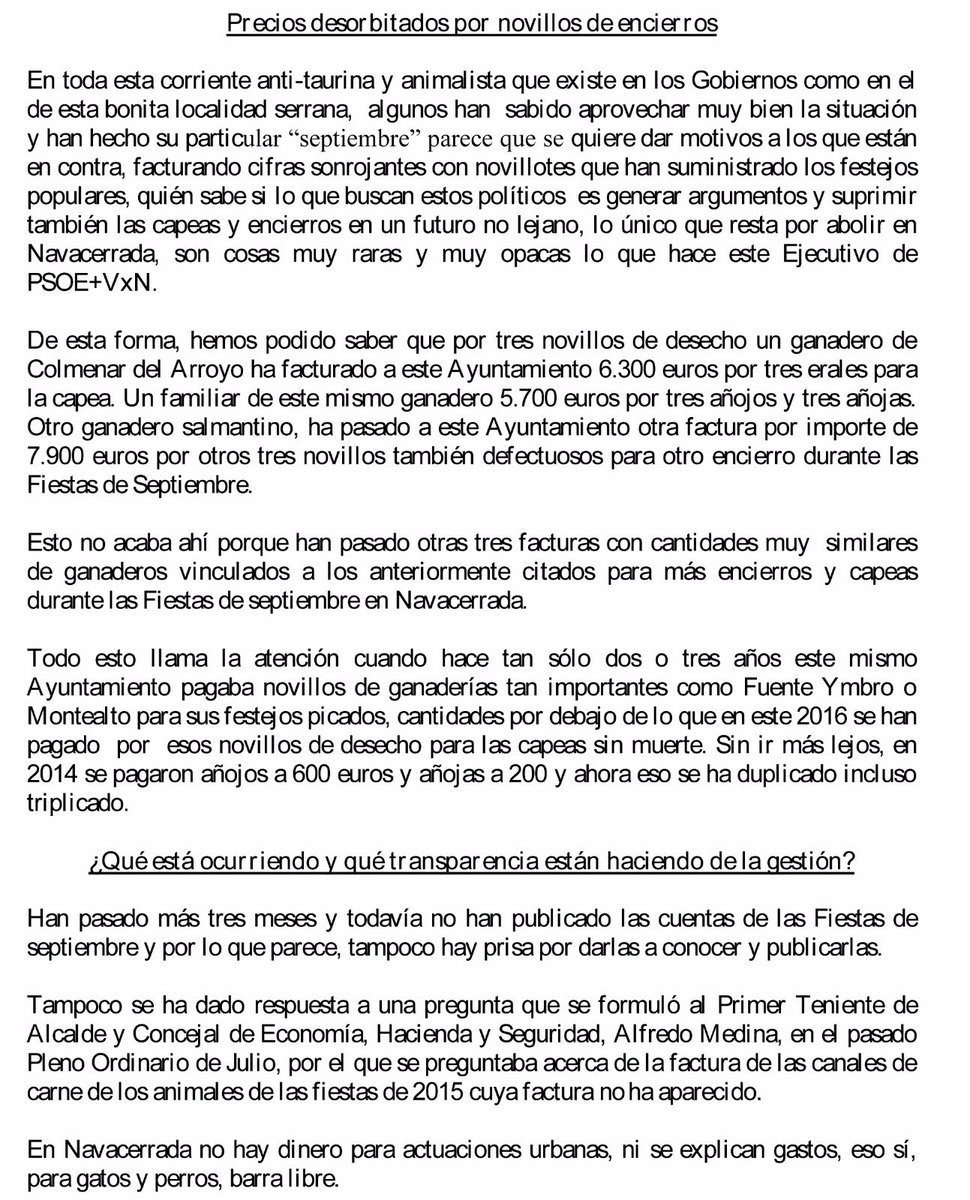 FTNavacerrada's tweet image. COMUNICADO: Navacerrada subvenciona el animalismo