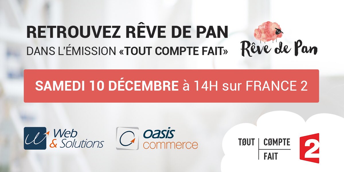WebetSolutions's tweet photo. Rdv avec Rachel @revedepan demain à 14h dans l'émission #tcf sur @France2tv #FierDeNosClients https://t.co/28Dh73GIXx avec #OasisCommerce https://t.co/P7tSPbfT6x