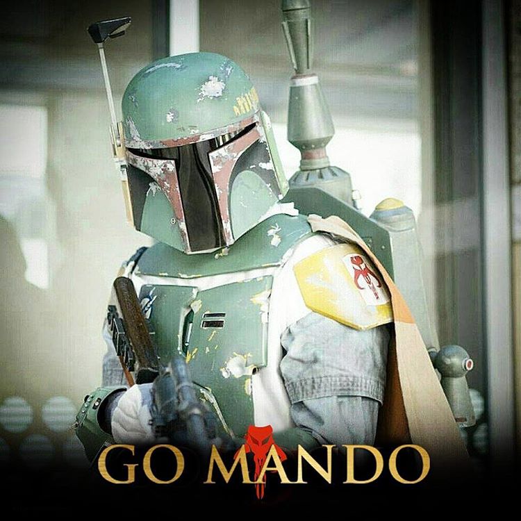 bobafettfanclub's tweet photo. "Will there be a #BobaFett cameo in #RogueOne? Soon we'll know. Til then I'll just #GoMando." Cosplay & caption by our friend @14Killstripes https://t.co/jGaxzUetNR