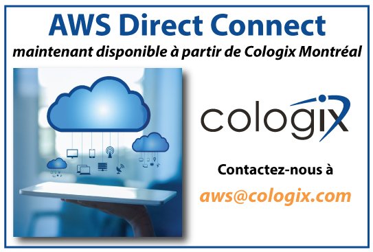 Cologix est heureuse d'offrir AWS Direct Connect à Montréal. Contactez-nous à l'adresse aws@cologix.com ou 1.855.265.6449 pourde détails.