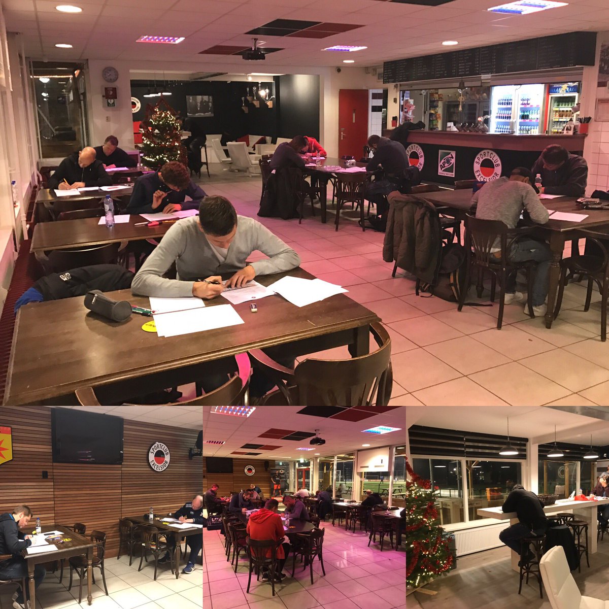 Examen theorie voor UEFA C bij Excelsior Rotterdam. Groep met veel potentie voor toekomst van het Nederlands voetbal. Enthousiast+know how