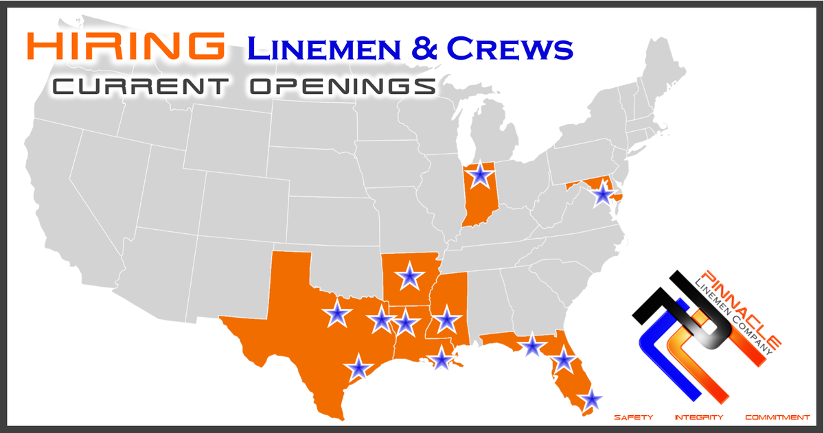 APPLY HERE pinnaclelinemen.com/new-hire-appli… 
#lineman #linelife #linemanjobs #stormsoldiers #powerlineman #powerlines