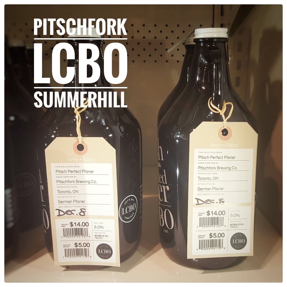 pitschfork's tweet image. Growlers of Pitsch Perfect Pilsner Now available at the Summerhill LCBO. 10 Scrivener Square, Toronto.  #beer #craftbeer #pilsner #growler