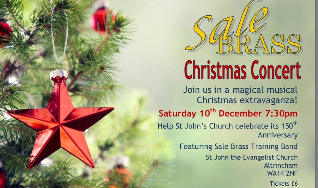 BowdonDownsRA's tweet photo. St John's Church #Altrincham Sat 10 Dec, 7.30 -  BRASS BAND CONCERT with Xmas theme. Only £6, children free. Plus history display. https://t.co/H2fWaGljjj