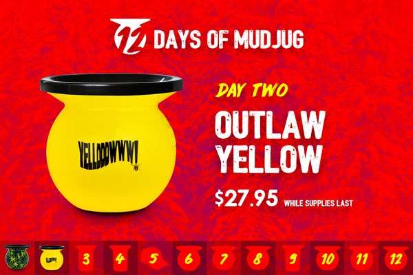 jaredoutlaw's tweet photo. MudJug is doing 12 days of Christmas! 🎄 Today (Day 2) you can get the YELLOOWWW Outlaw MudJug for a killer deal 😜👍🏼 https://t.co/dGTzTTObXH https://t.co/rRFt99O8dz