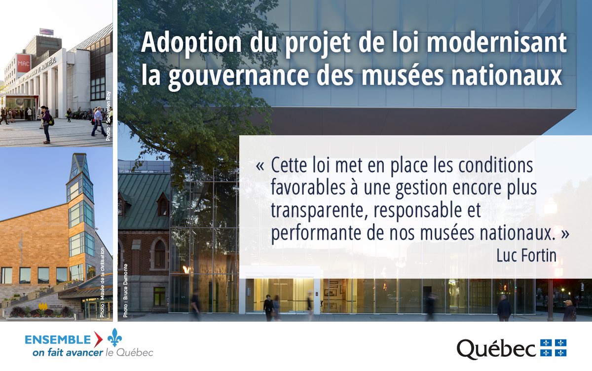 LucFortinSherby's tweet photo. Heureux d'avoir reçu la sanction royale du lieutenant-gouverneur pour le #PL114, qui modernise le CA de @macmtl @mnbaq @mcqorg #polQc https://t.co/Pi8EyEpykC