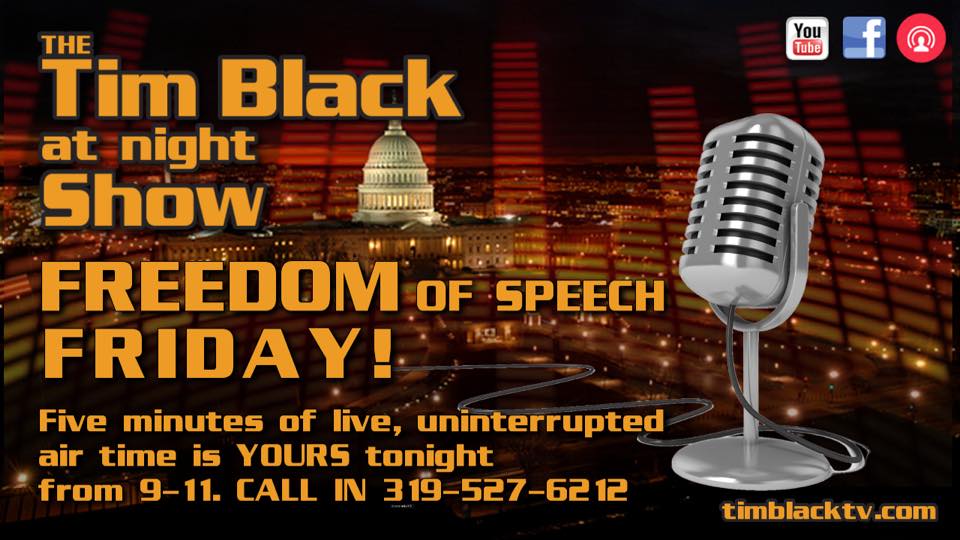 RealTimBlack's tweet photo. Freedom Friday! Callers WELCOMED! 319-527-6212  | #TBANS
https://t.co/SvrrwBhCwf #Trump #revolution #CornbreadNation #TimBlack https://t.co/CQlziYO08M