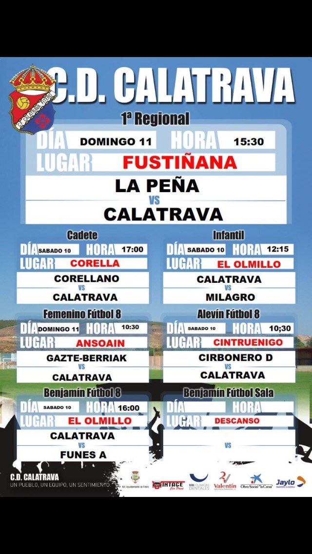c_calatrava's tweet photo. Nuestros partidos para el fin de semana https://t.co/bT3WMOfeJa