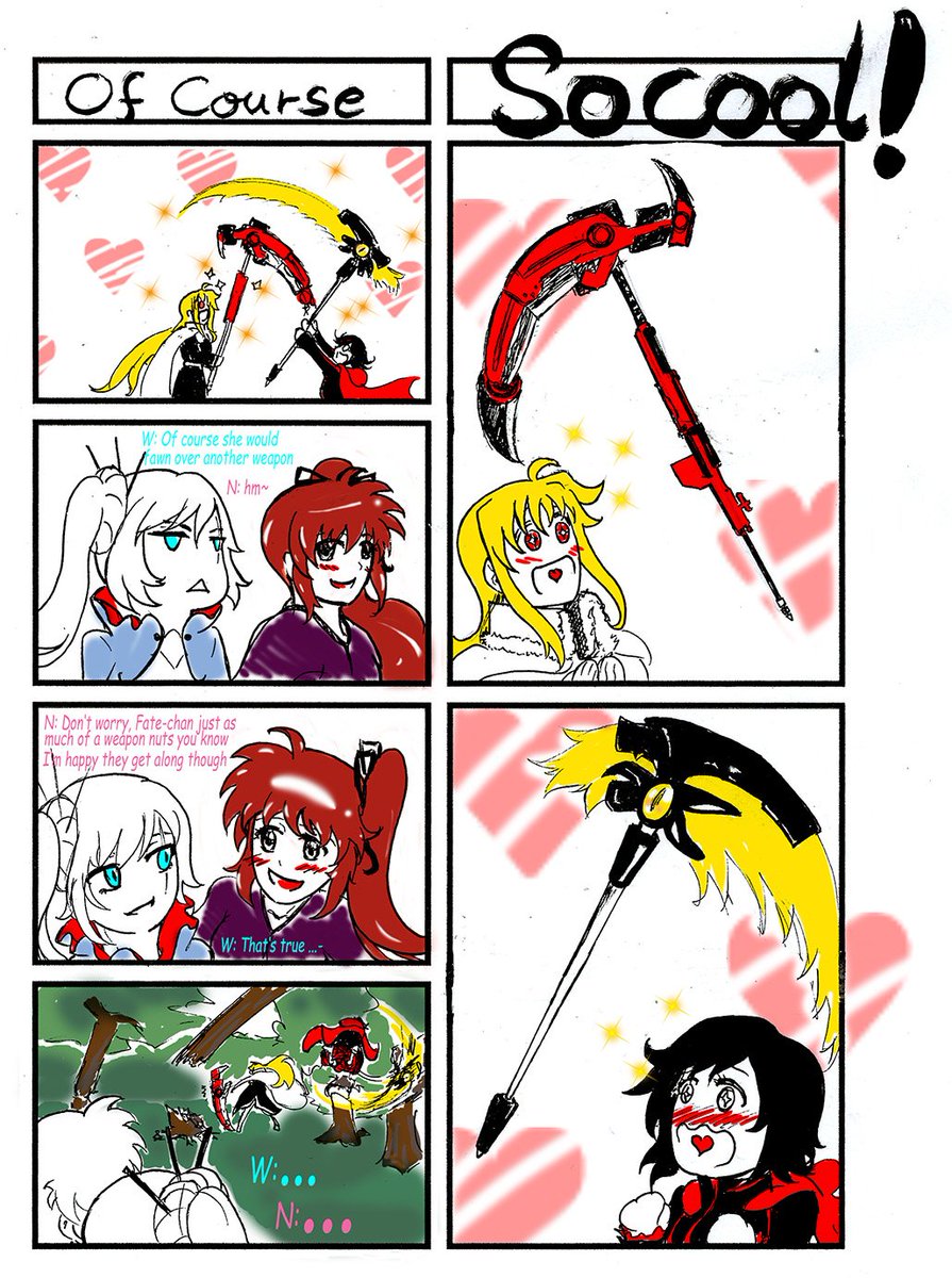 ShaYurigami's tweet photo. #RWBY #WhiteRose #IceFlower #NanoFate #DoubleDate #Yuri #Femslash #RubyRose #WeissSchnee #Nanoha #Fate #4koma #comedy #colored #promptcember https://t.co/PsRYiSTiw6
