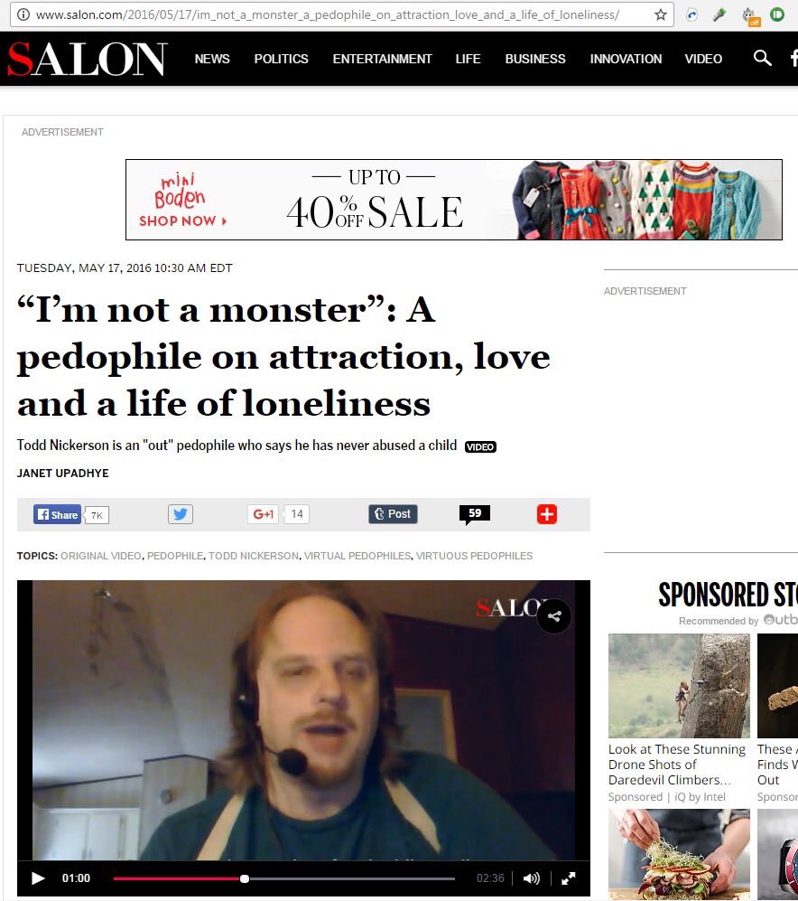 TinFoilTelly's tweet photo. This fucking creep is why all convicted #pedophiles should be given life in prison @Salon supports pedophilia #pedocompany https://t.co/TNcE40zdWg