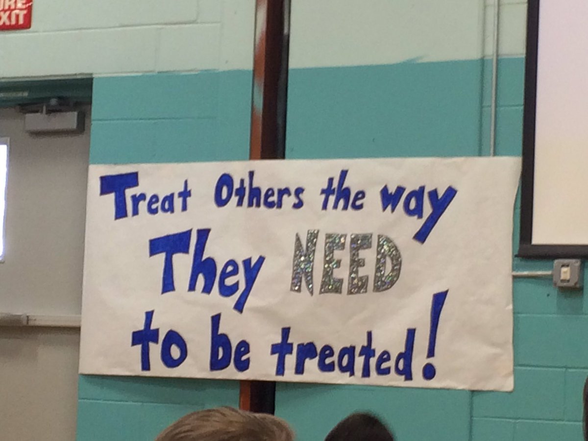 Our new platinum school rule was unveiled today! #wsm #responsiveclassroom #outwiththeold  <a href="/Ironia_Elem/">IroniaElemSchool</a>