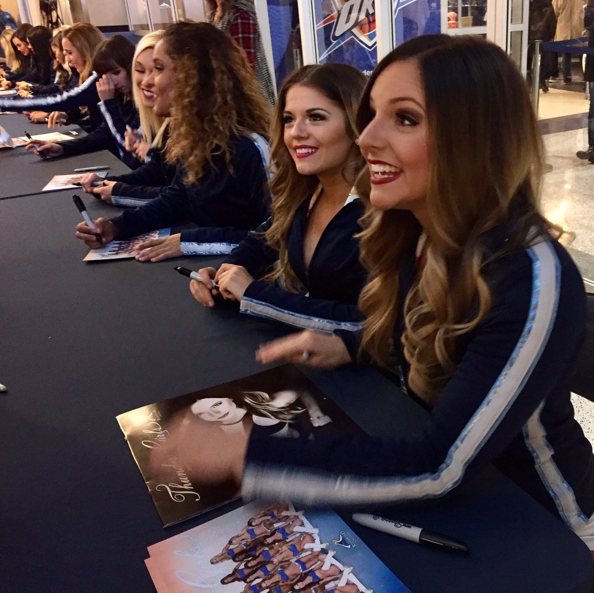 We're signing our 2017 calendar outside Section 120! You can get one at the Thunder Shop or online: okcthunder.com/shop
