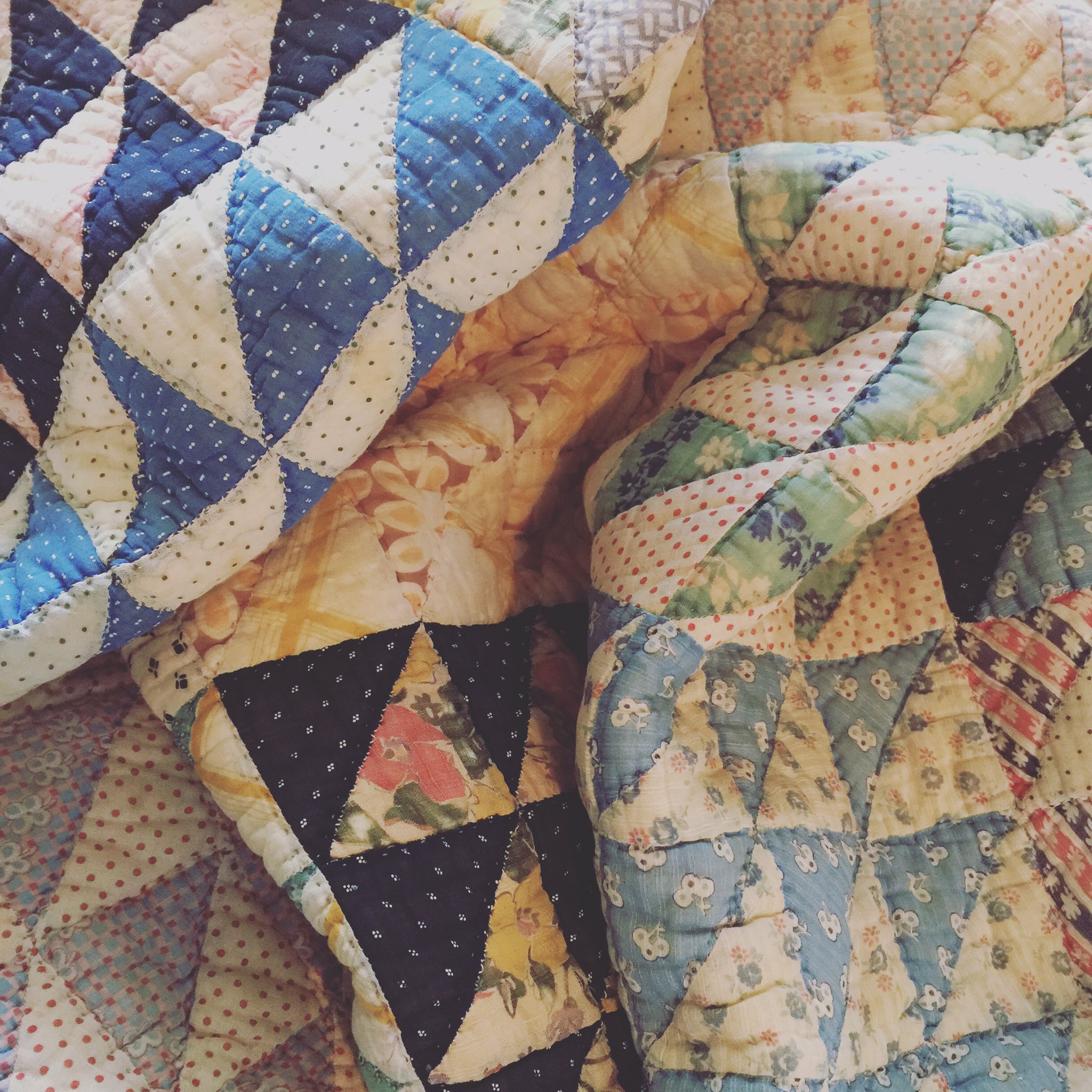 アンティークキルトパッチワーク手縫いヴィンテージ1950