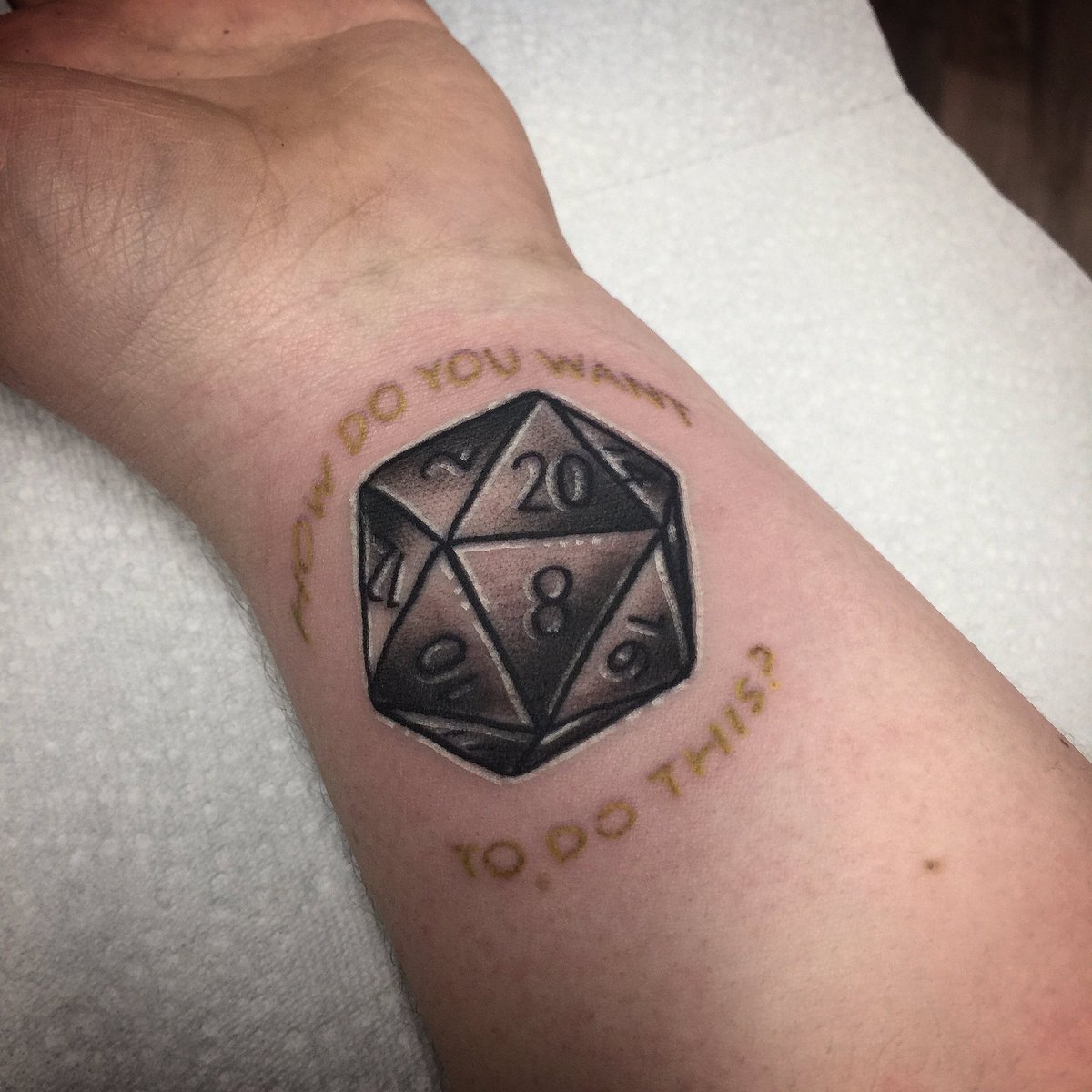 20 sided die. #dandd #d&d #nerd #nerdy #tattoo #tattoos #tatooed #dice...