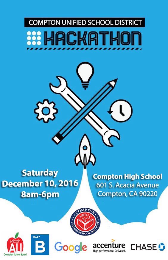 mrmicahali's tweet image. Countdown: @ComptonUnified  @BLUE1647 #Hackathon bridging the #TechGap &amp;amp; work 2 close the #DigitalDivide in under-served communities.