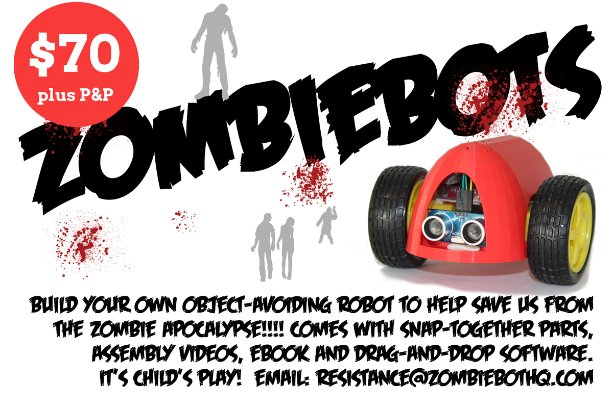 ZombiebotHQ's tweet photo. The perfect gift for the budding engineer in your life: a build-your-own wall-avoiding robot for $70.  https://t.co/bbuynqjYEr https://t.co/QmBmN5FHfh
