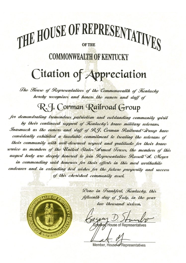 RJCormanRR's tweet photo. Thanks to @RepRussMeyer and KY’s House of Representatives for recognizing our commitment to our nation’s veterans! https://t.co/tEjMCuKqHa