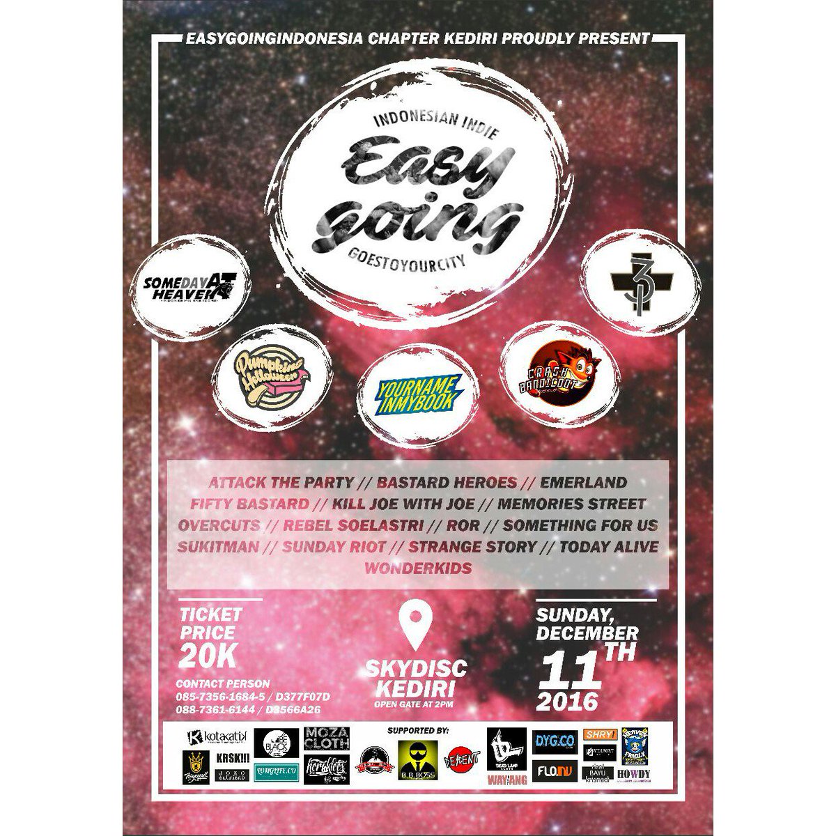 Soon in 11 december we are at EASY GOING Indinesian Indie (skydisc cafe kediri) .. rameinn !!
