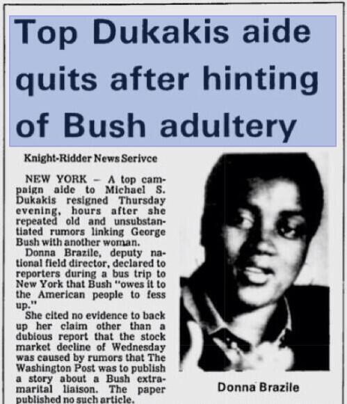 Remember when Donna Brazile had to leave Dukakis campaign for lies?