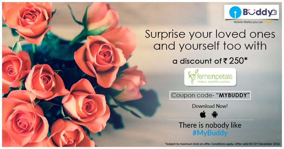 TheOfficialSBI's tweet photo. Make those special moments more memorable! Buy Gifts from @FernsNPetals, & get Rs. 250 off with #StateBankBuddy https://t.co/o52tb7EZkd