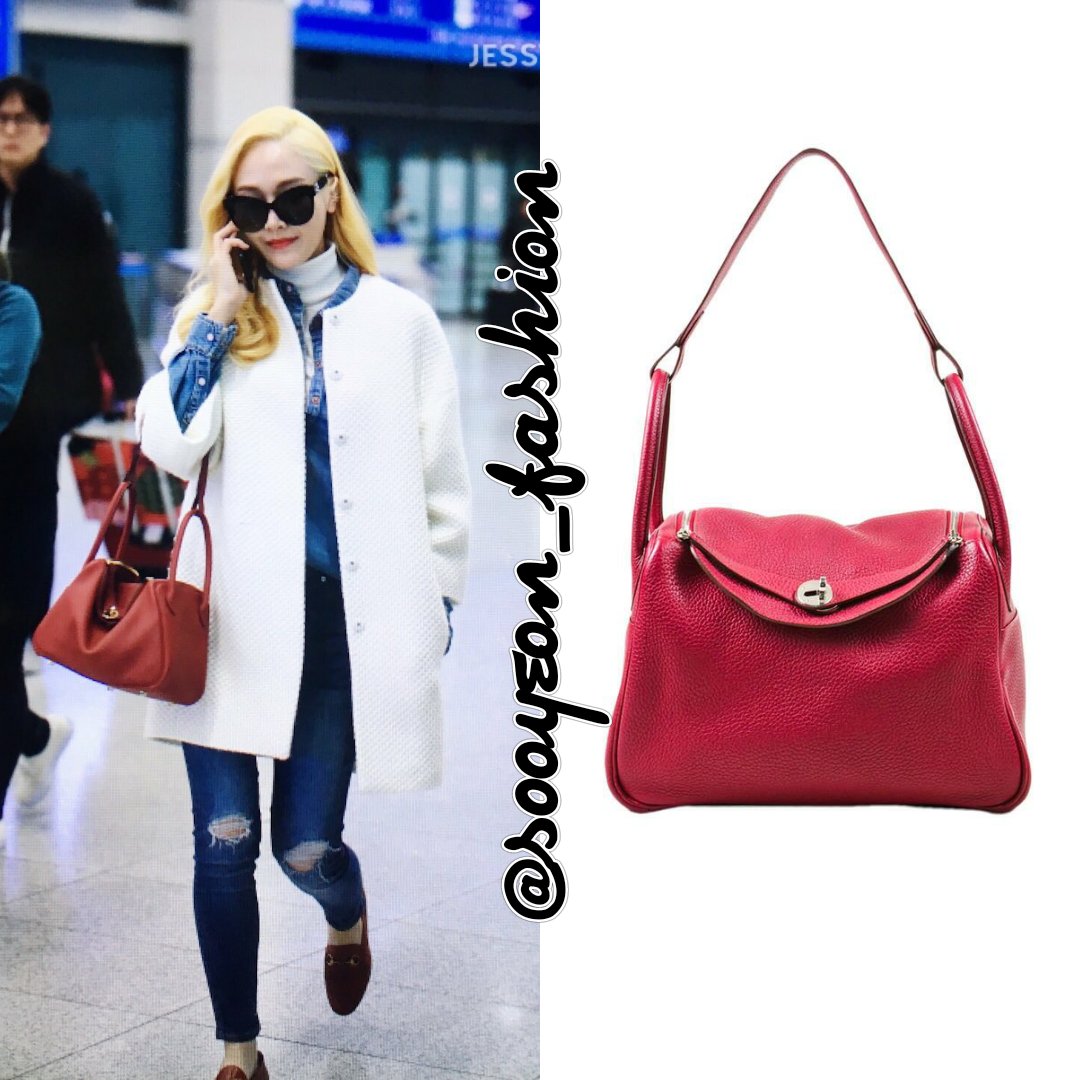 jsy fashion on X: 161209 Incheon Airport HERMES: Lindy 30 Satchel Bag  (Red), $7.680  #JessicaJung #JessicaInWonderland   / X