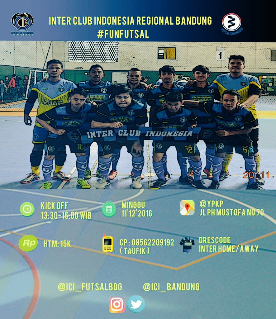 Mari kita Futsal bareng lagi.. Cek foto aja ya untuk  info selengkapnya.
Jangan sampe telat..  #futsalkeun #ForzaInter