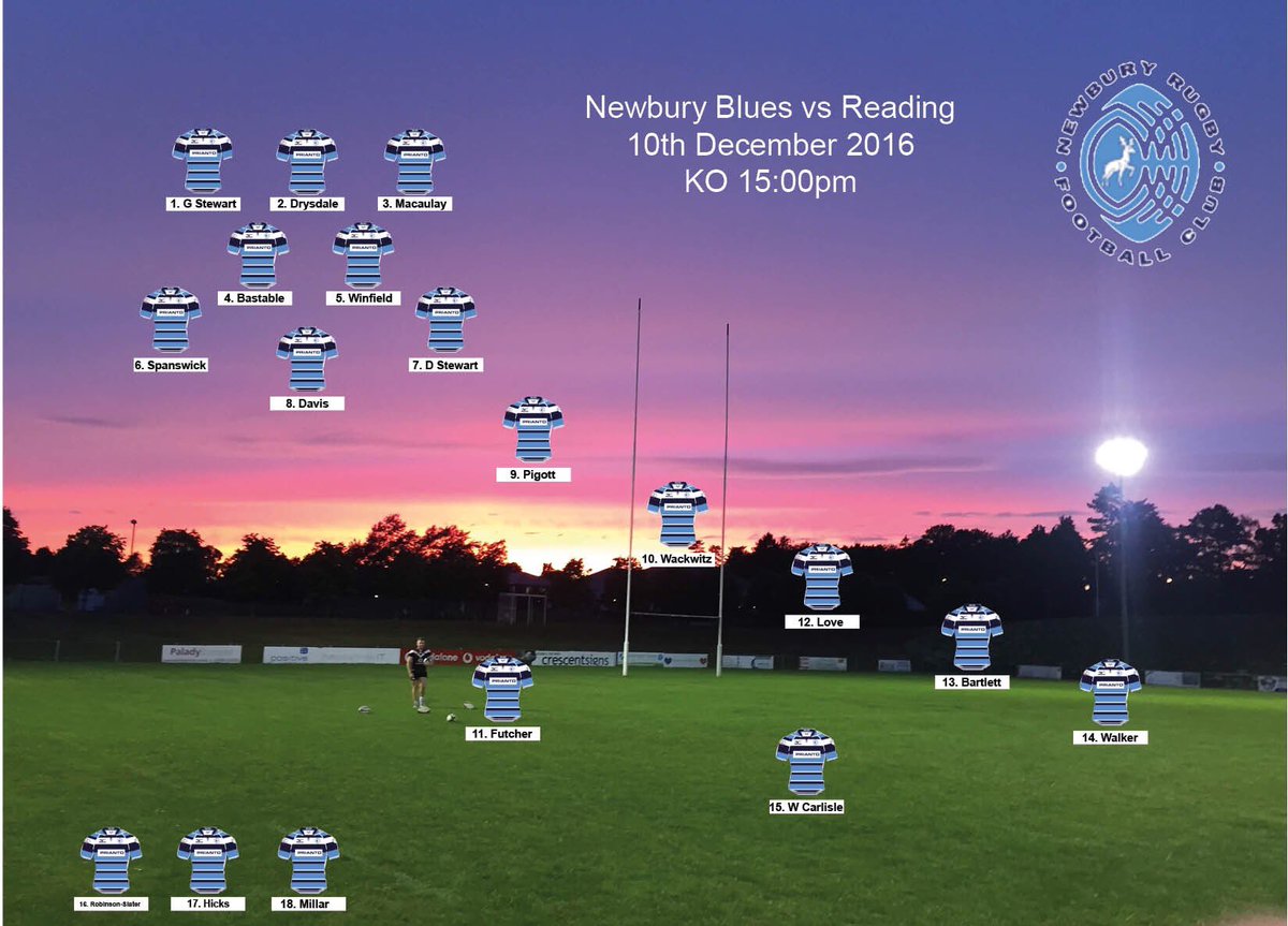 NewburyRFC's tweet photo. Here's your Blues team today vs @Reading_RFC. @J_Barty_1 leads again, and a Blues debut for @willcarlisle1! #GoWell #COYB 🏉 https://t.co/SqGSIl8Zqq
