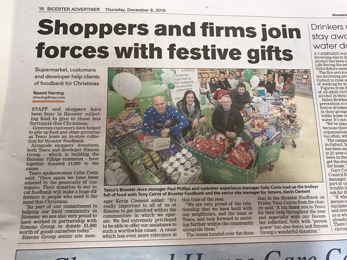 @TescoEastAnglia <a href="/StephenAddison3/">Addi80</a> <a href="/WoodingDave/">Dave Wooding</a> <a href="/BicesterFood/">Bicester Food Bank</a> <a href="/FareShareUK/">FareShare</a> Nice article in our local paper this week, helping our community👍🏻