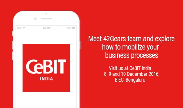 42gears's tweet image. Meet 42Gears team today at CeBIT India, Booth No. B234a, BIEC, Bangalore  #CeBIT2016 #Day3