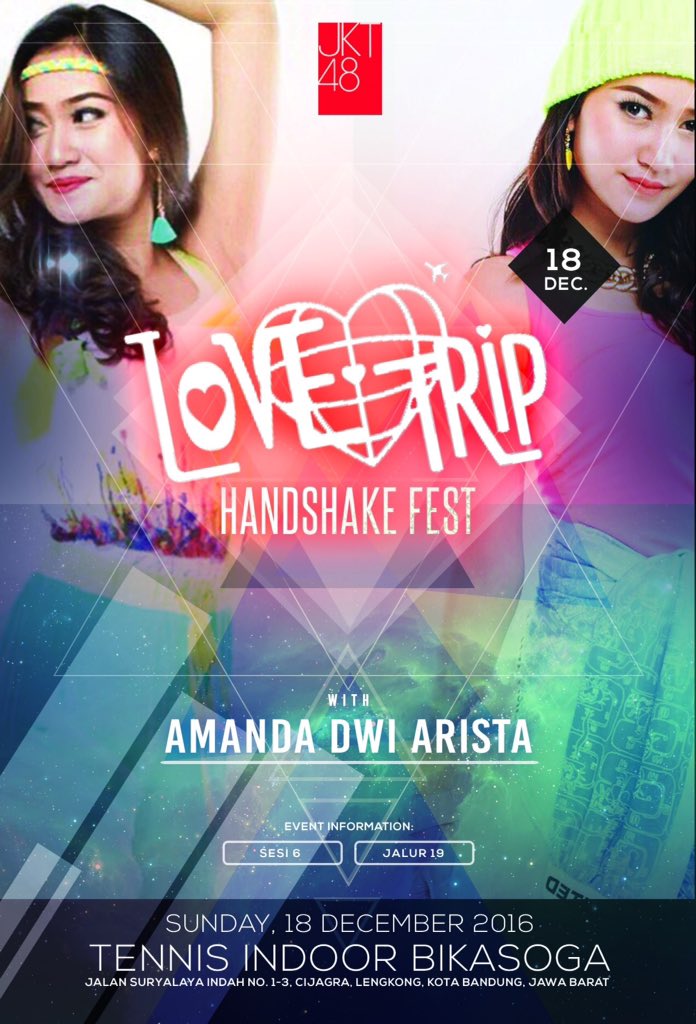 Jangan lupa beli tiket HS <a href="/D_MandaJKT48/">Amanda Dwi Arista</a> ya Kak😊
Jalur 19
Sesi 6 (15:30-16:30)
18 Des 16
cuma 1 sesi loh, jgn sampe kehabisan ya kak😊😊