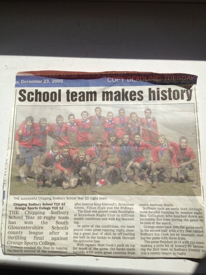 Gallasso's tweet photo. The most successful #Rugby team in @CSSSch history. 
2x Champions
2005 🏆 2006 🏆
#Classof2007 
@SodburyInfo @MySodbury @YandSVoice https://t.co/oAY4NzEnmi