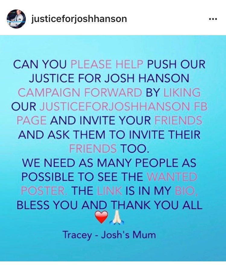 JoshHansonTrust's tweet image. Please share🙏🏼 don't forget to visit our fb page &amp;amp; also instagram #justiceforjoshhanson #stopknifecrime 🙏🏼