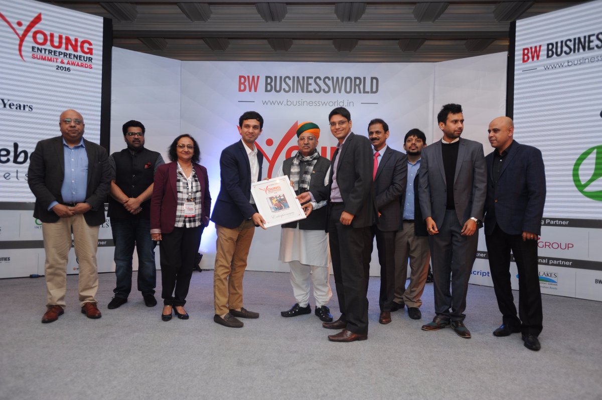 BWBusinessworld's tweet photo. Congratulations @7rahulc &amp; @sidtreebo of @TreeboHotels on taking home @BWBusinessworld #YoungEntrepreneur Awards'16 in 0-3 years category. https://t.co/7OTsCnd1s5