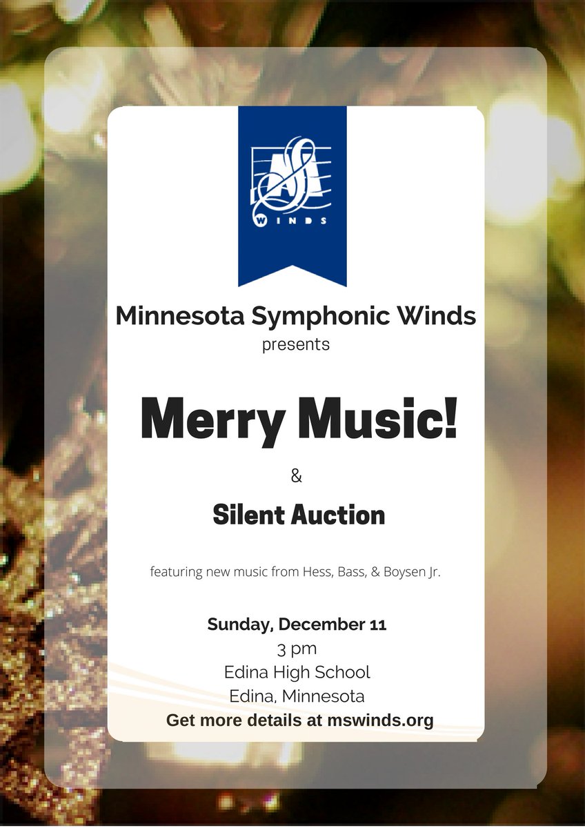 mswinds's tweet photo. With 120+ items in our #merrymusic silent auction tomorrow, we've got your holiday shopping covered! Bidding begins @ 2:30 on 12/11! https://t.co/IGjWu1rFGa