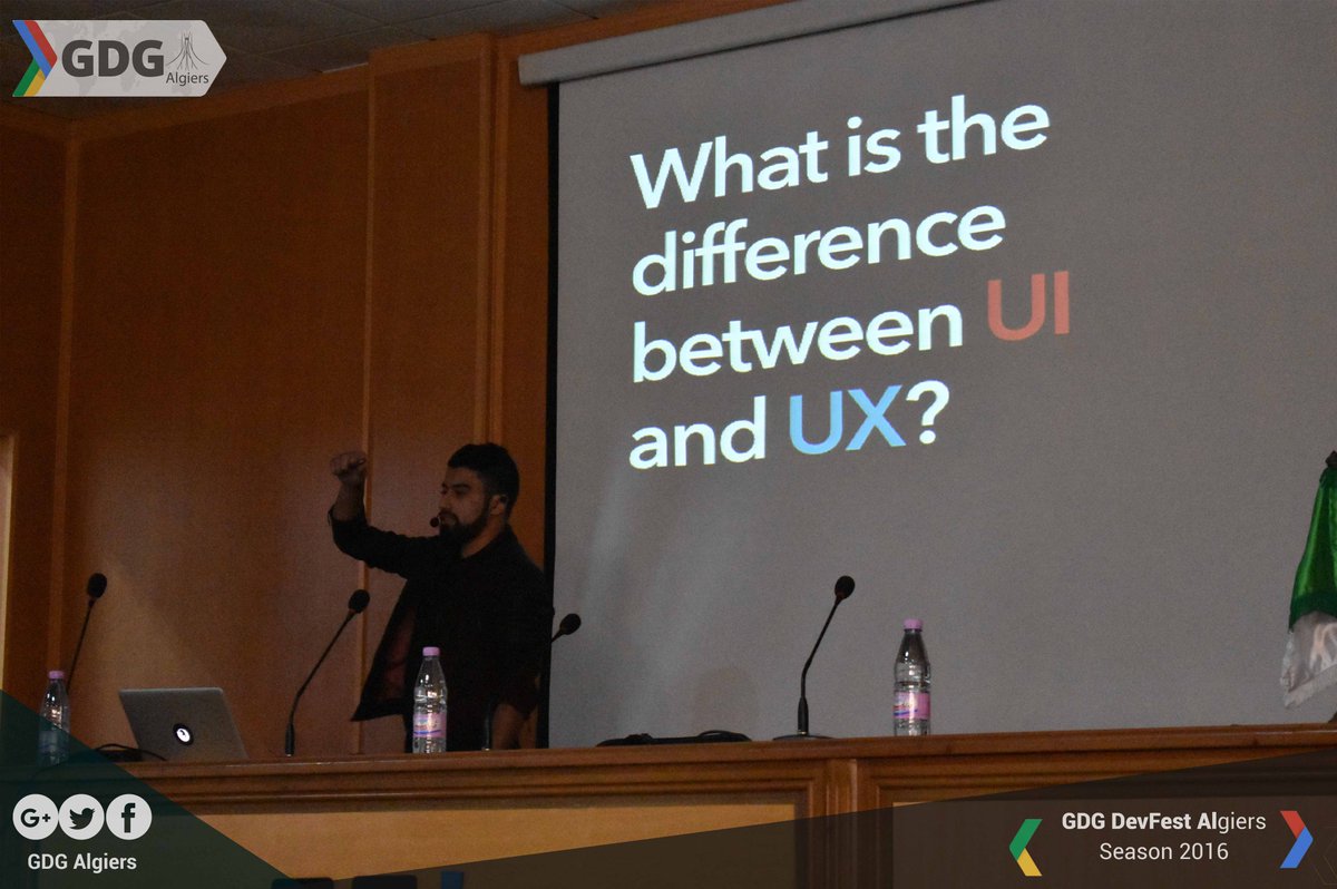 GDG_Algiers's tweet image. Noureddine Bellounis @0x890 explained the basics of UX Design in our last conference
PC: @azrou_pic 
#DevFest2016 #DevFestAlgiers #DevFest