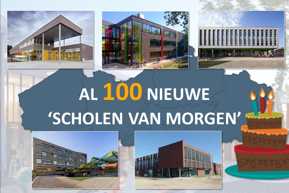 crevits's tweet photo. 100 scholen  = 336.000m2 = 716 miljoen investeringskost = 67.000 leerlingen @ScholenvMorgen https://t.co/mGcjBrDHVP