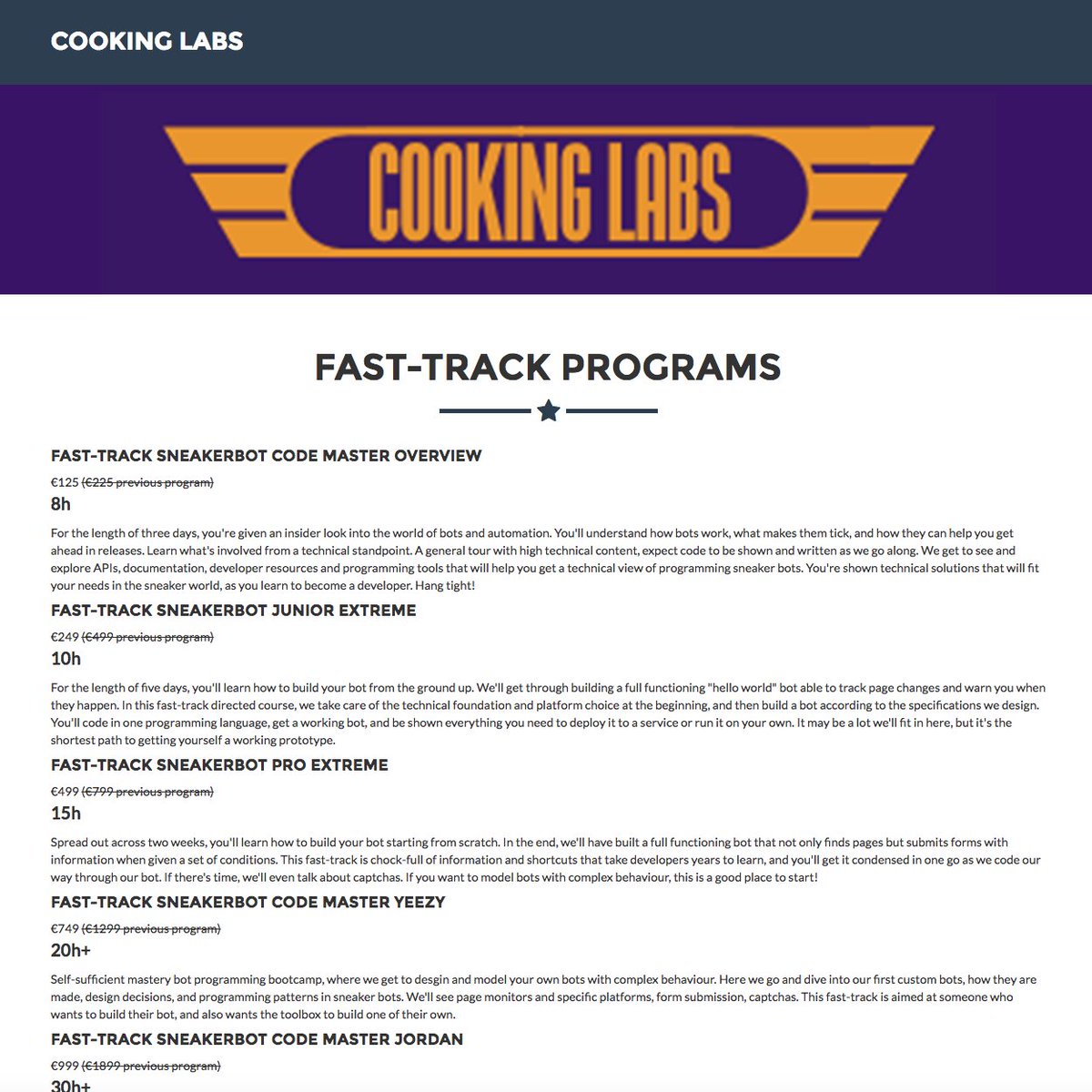 The CL Fast-Track coding bootcamps are out, for the ones that wanna cop before their competitors. More at cookinglabs.herokuapp.com