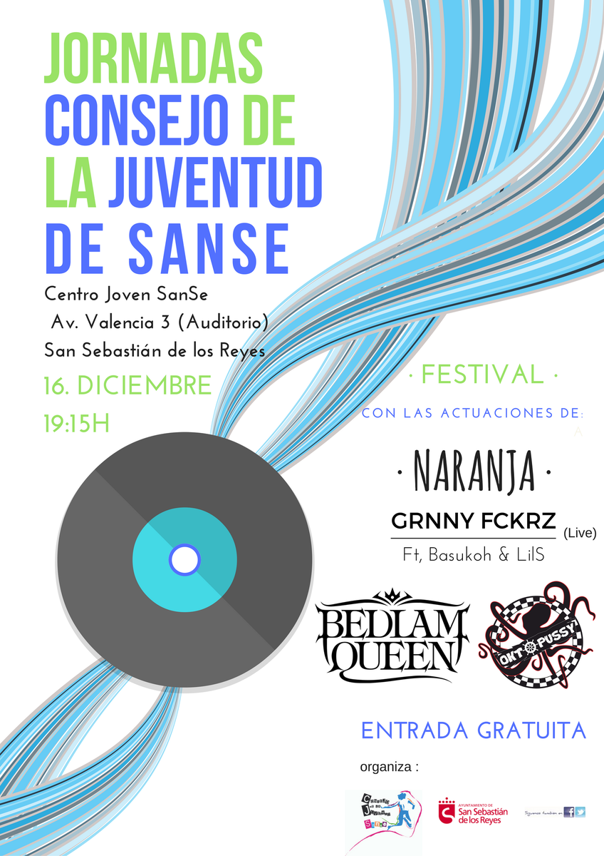 ConsejoSanse's tweet photo. Ven a disfrutar de la mejor música en las #JornadasConsejo. Y Gratis! Viernes 16 a las 19:15 #Sanse https://t.co/rvnYnuTQ1Y