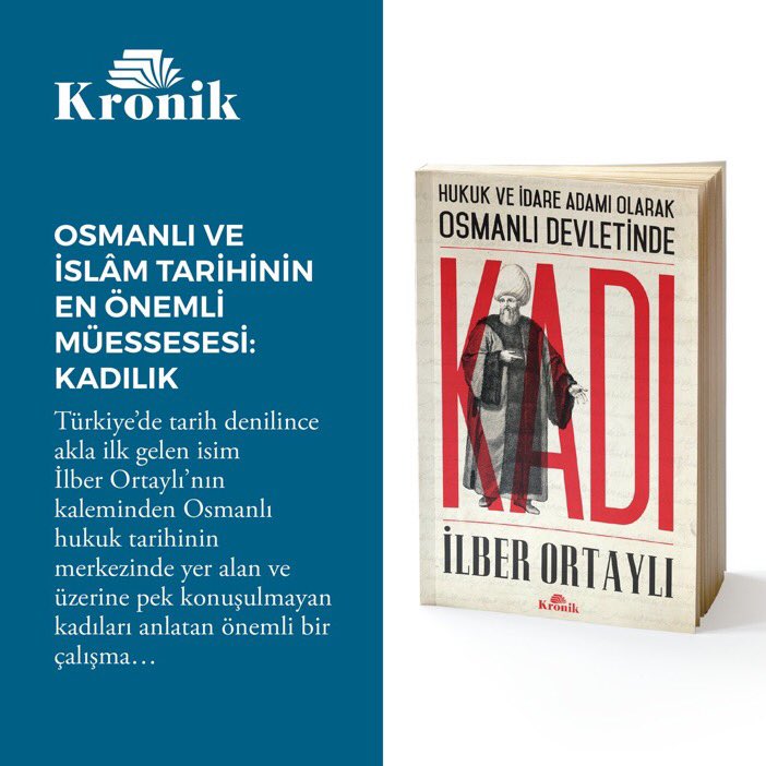 Hesabımızı takip edip bu tweeti RT yapan 3 kişiye İlber Ortaylı'nın imzaladığı "Osmanlı Devleti'nde Kadı" hediye. kronikkitap.com