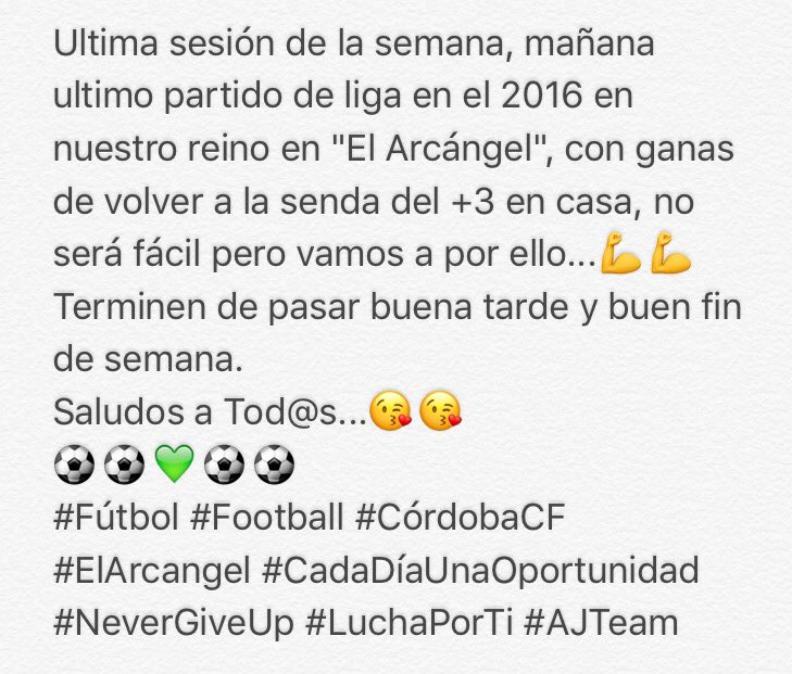 JuliCV7's tweet image. Mañana ultimo partido del 2016 en el Reino, en el "El Arcángel"...
Te vienes??
A por el +3...💪💪
⚽️⚽️💚⚽️⚽️
#Fútbol #CórdobaCF