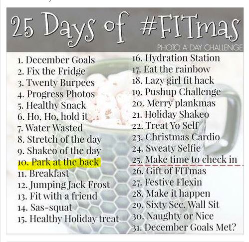 BTheBestYouNow's tweet photo. Today's FITmas Photo Challenge! Christmas shoppin? Park in the back! #parkinglotphoto #fitphoto https://t.co/J8xiIlICfO