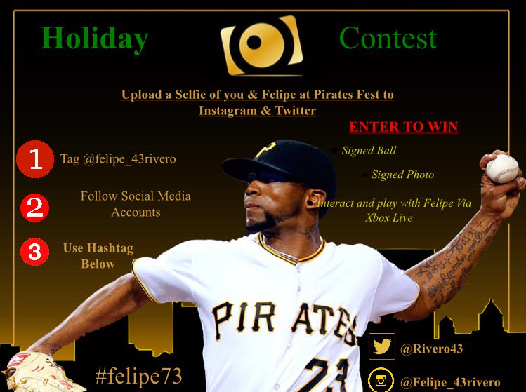 MVPNS's tweet photo. #Pittsburgpirates fans heading to #PirateFest ? make sure to take your selfie with @Rivero43 for a chance to win some great prizes. Retweet https://t.co/H0zlZJnJ3u
