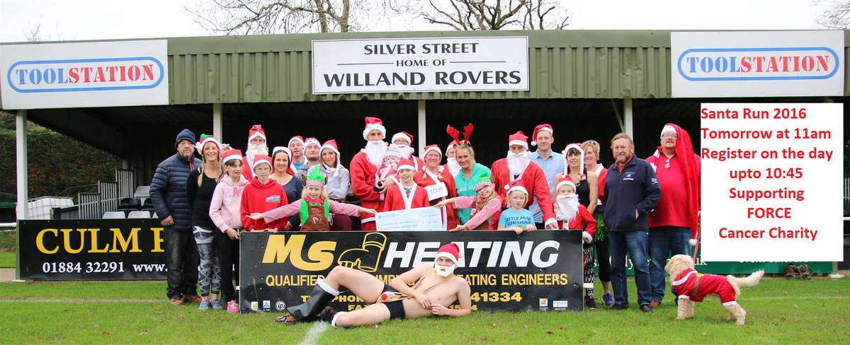WillandRovers's tweet photo. @WillandRovers Santa Run 2016, tomorrow @ 11am      Register on the day b4 10:45am
Supporting FORCE Cancer Charity https://t.co/EJiwTEyEPp