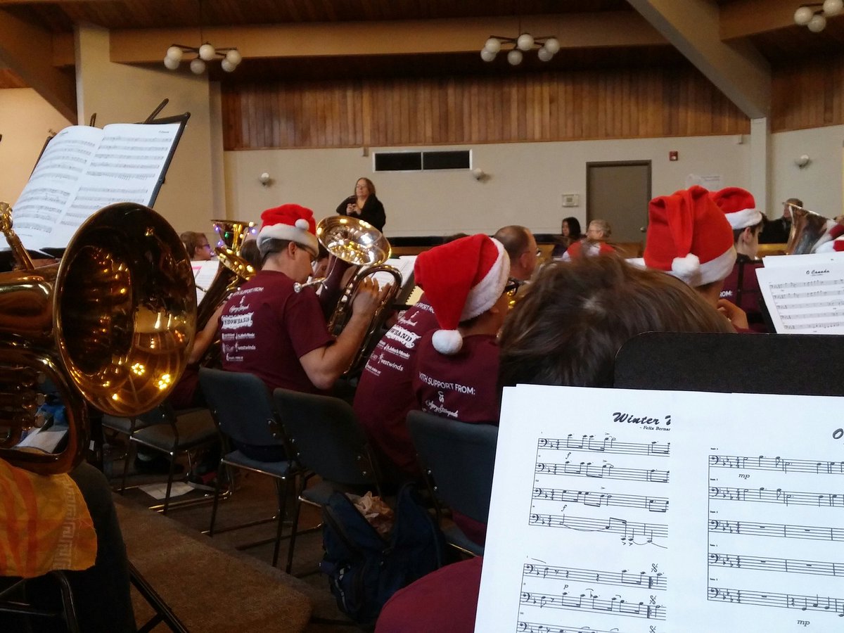 We're here with <a href="/ShowbandCS/">Stampede Showband</a> and a lot of low brass players for #holidaytubafest_yyc . Are you?