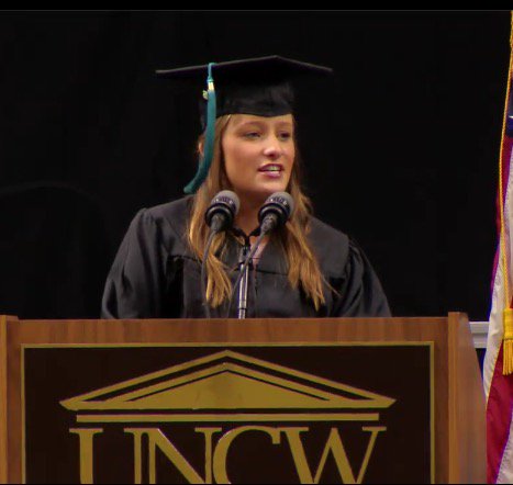 UNCWilmington's tweet photo. "Let’s be the people who we ventured to UNCW to become. Go, Seahawks!" - Allyson Kristan, #UNCW senior class president #UNCW2016 #graduation https://t.co/wbuJaaGnMQ